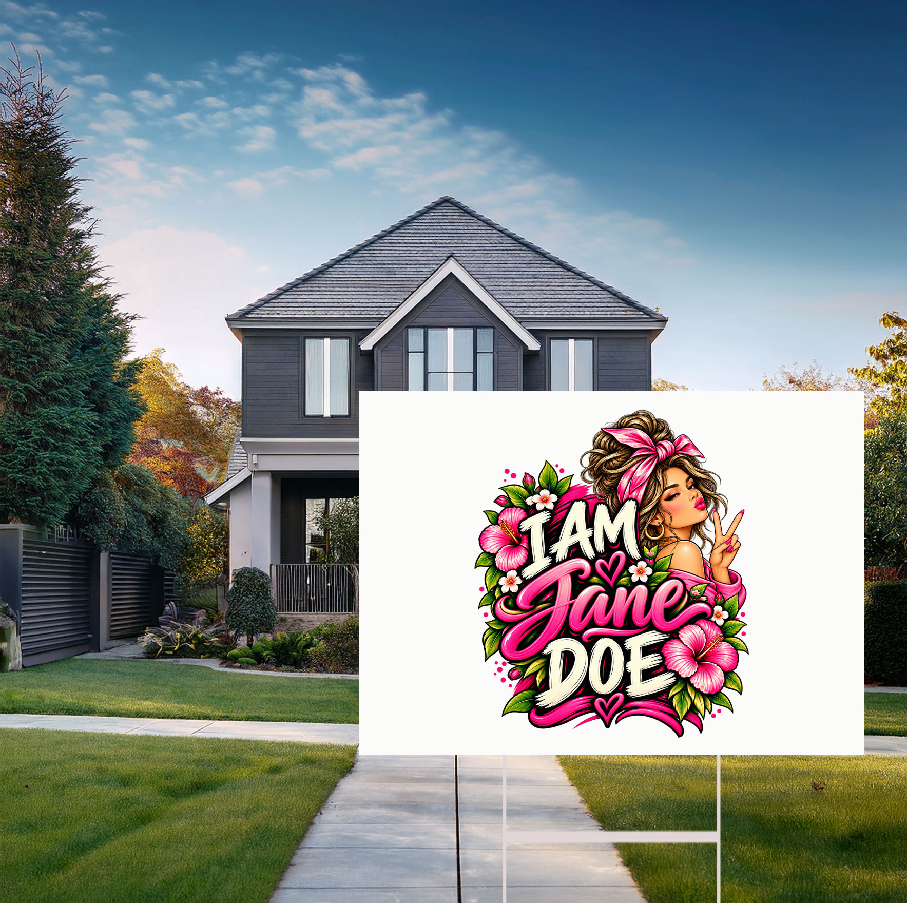 I Am Jane Doe Womens Empowerment Believe Survivors Pink Floral Yard Sign