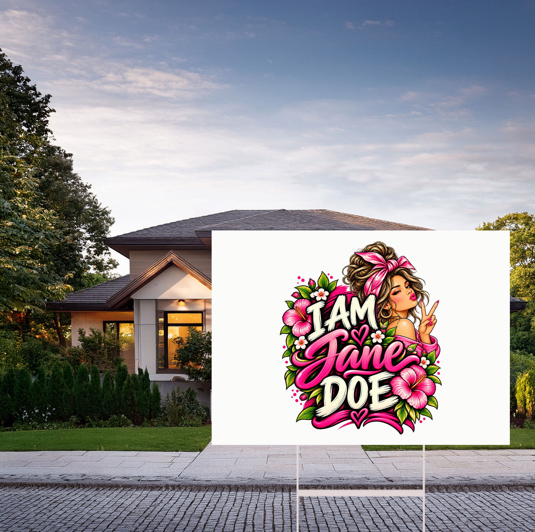 I Am Jane Doe Womens Empowerment Believe Survivors Pink Floral Yard Sign
