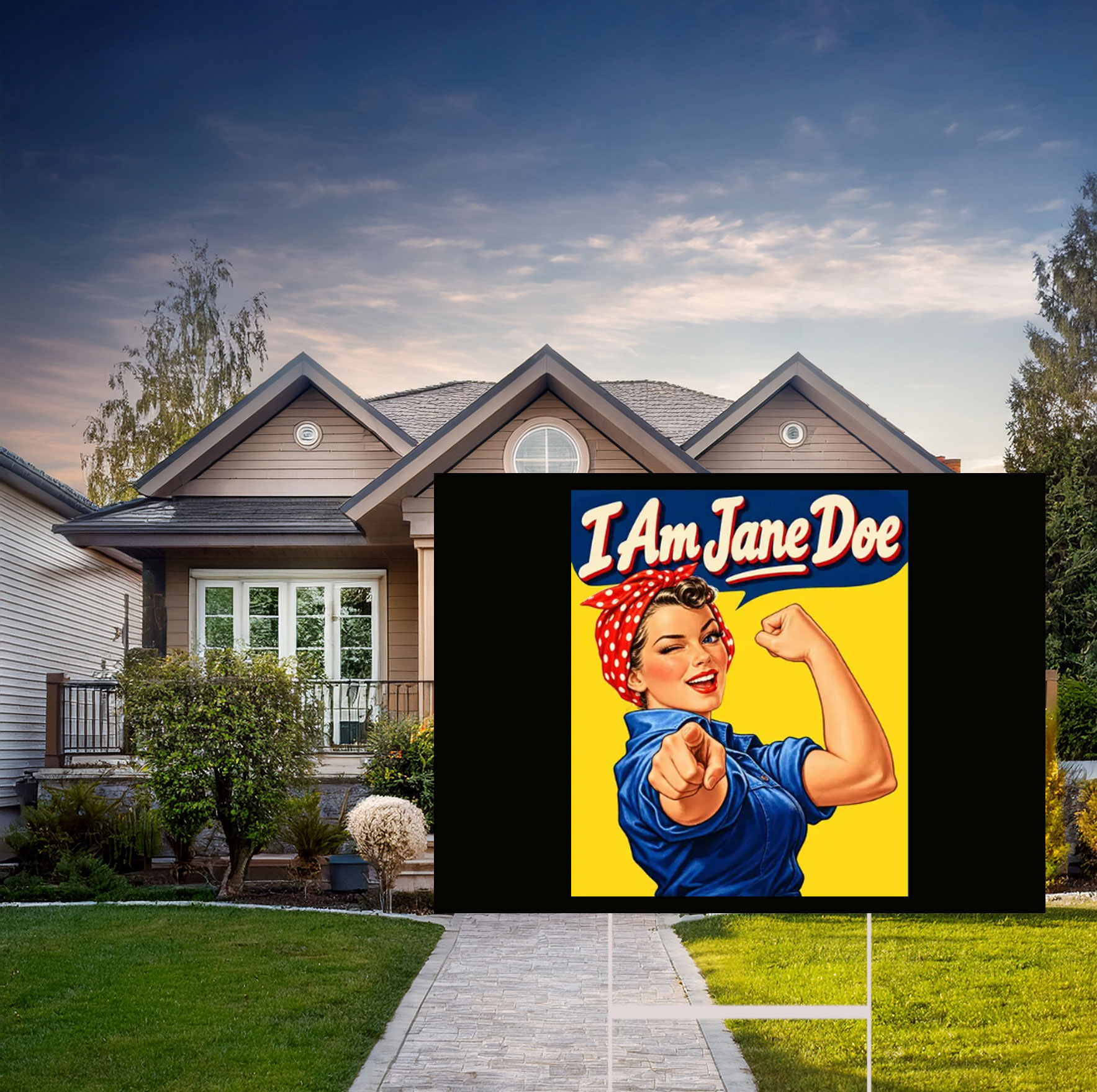 I Am Jane Doe Yard Sign Feminist Vintage Pin Up We Can Do It